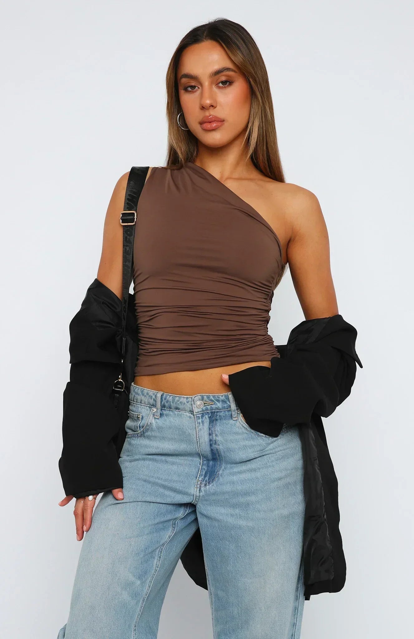 Damen Top | Einseitig mit Raffung und asymmetrischem Schnitt