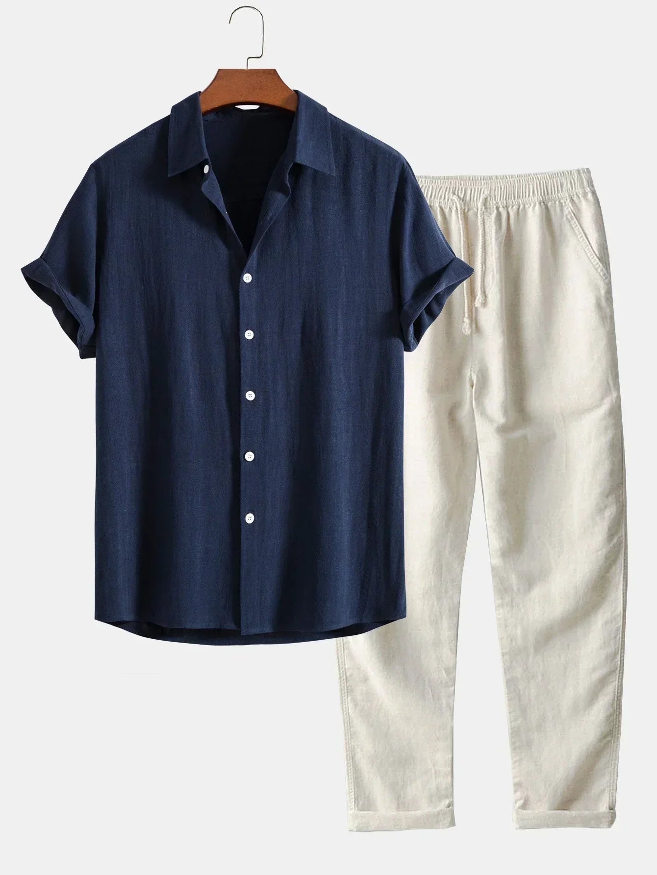 Herren Set | Kurzarm Hemd mit Knopfleiste und Hose