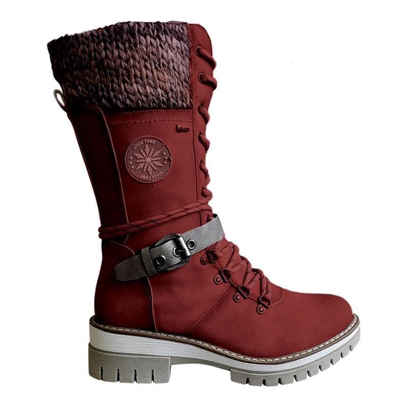 Damen Stiefel | wadenhohe Ausführung mit Schnürung und Reißverschluss