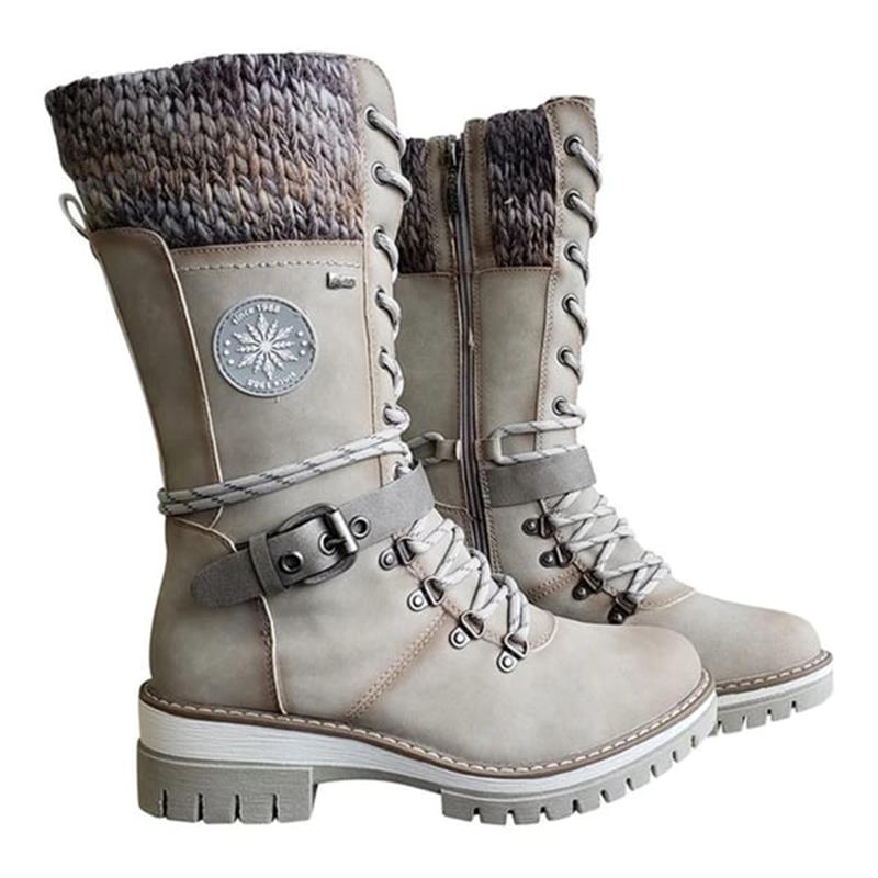 Damen Stiefel | wadenhohe Ausführung mit Schnürung und Reißverschluss