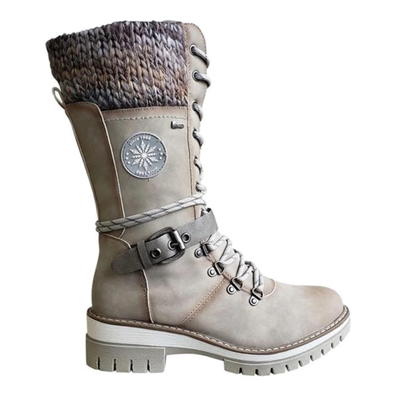 Damen Stiefel | wadenhohe Ausführung mit Schnürung und Reißverschluss