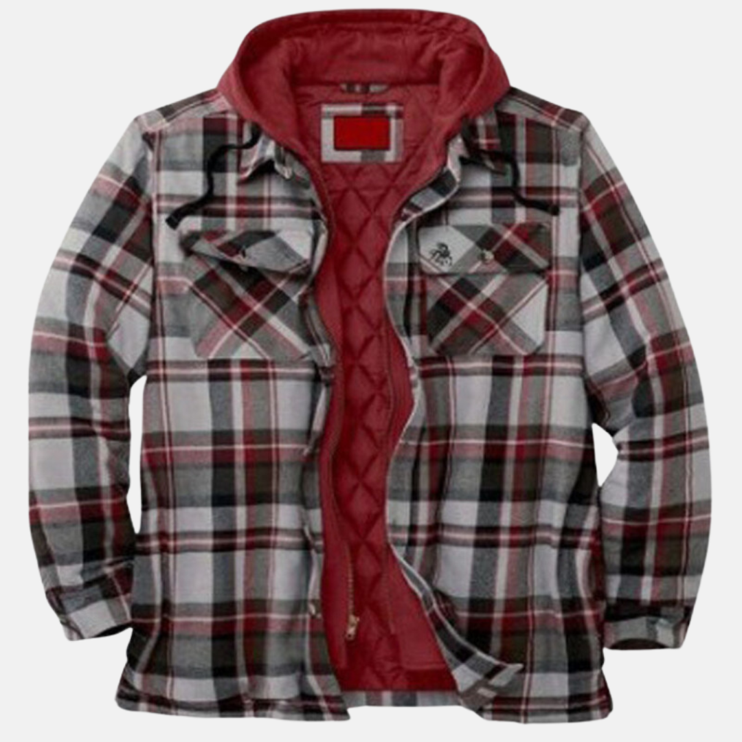 Herren Hemdjacke | Karostruktur mit Kapuze und Knopfleiste