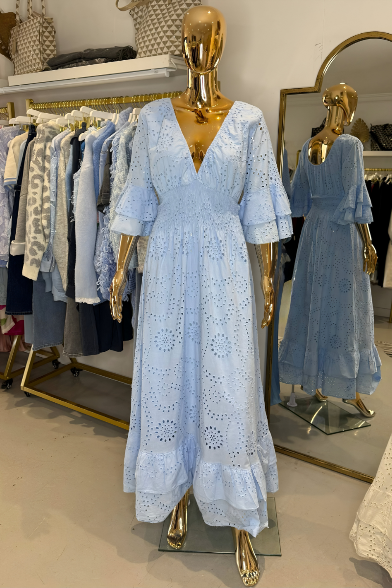 Kleid Damen | V-Ausschnitt mit Volantärmeln