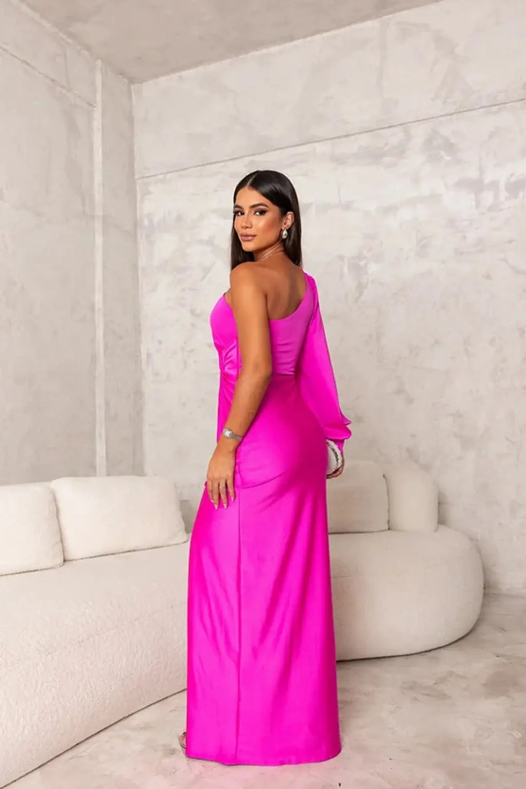 Kleid Damen | One-Shoulder mit Drapierung