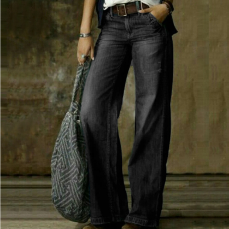 Damen Hose | hohe Taille mit weitem Bein und klarer Silhouette