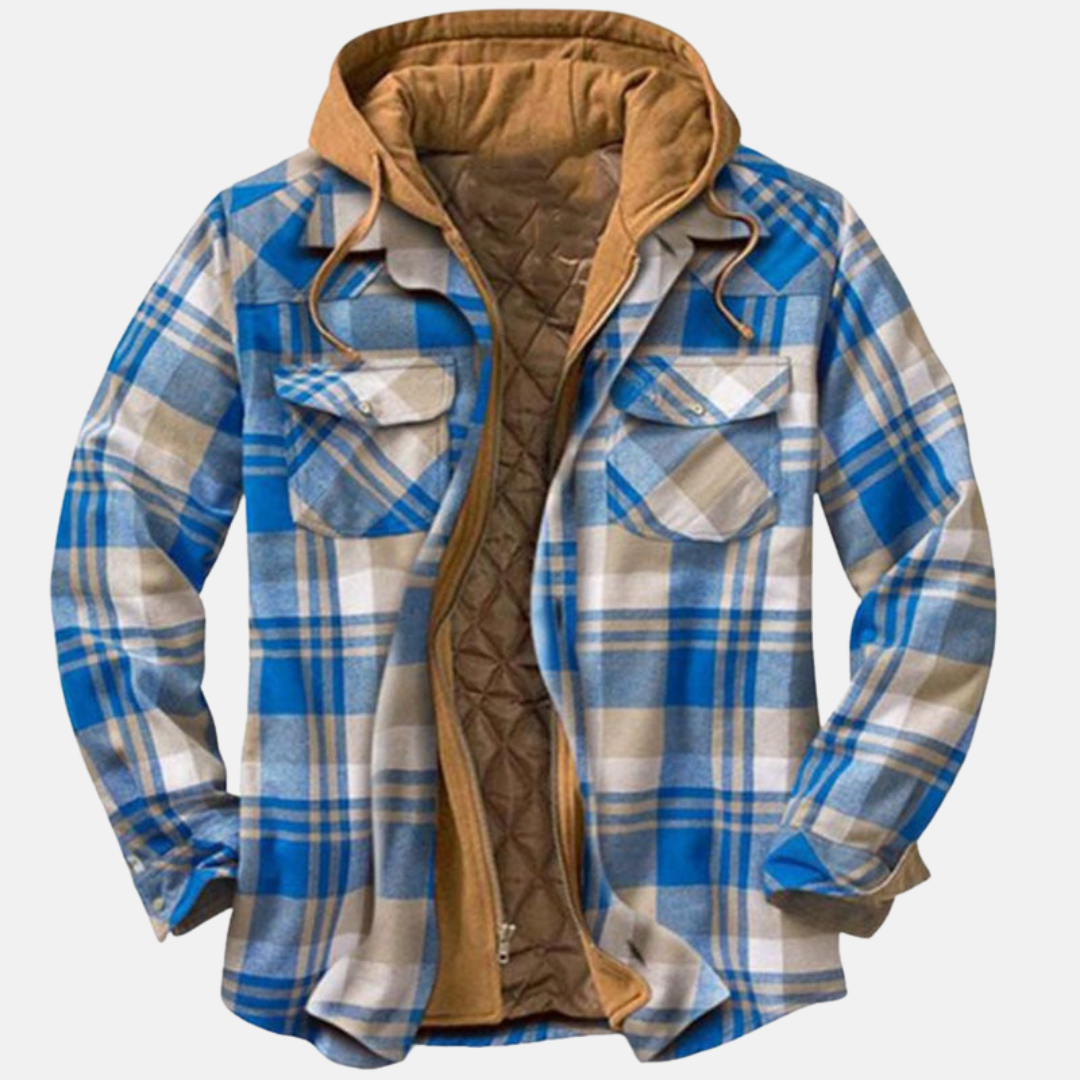 Herren Hemdjacke | Karostruktur mit Kapuze und Knopfleiste