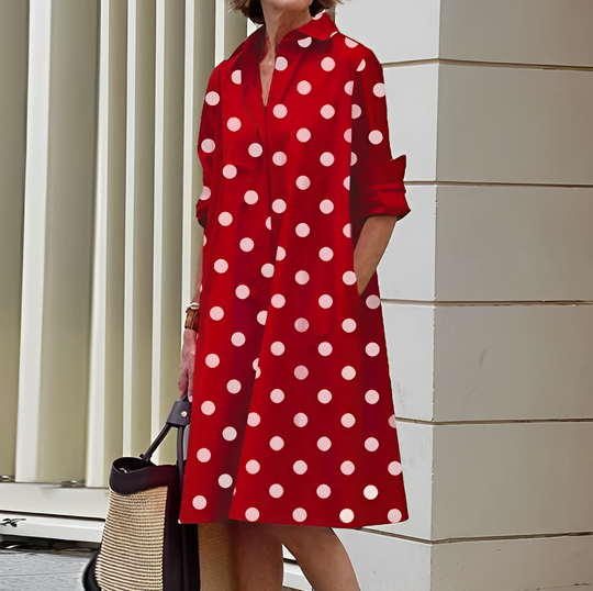 Kleid Damen | Hemdkragen mit ausgestelltem Rock