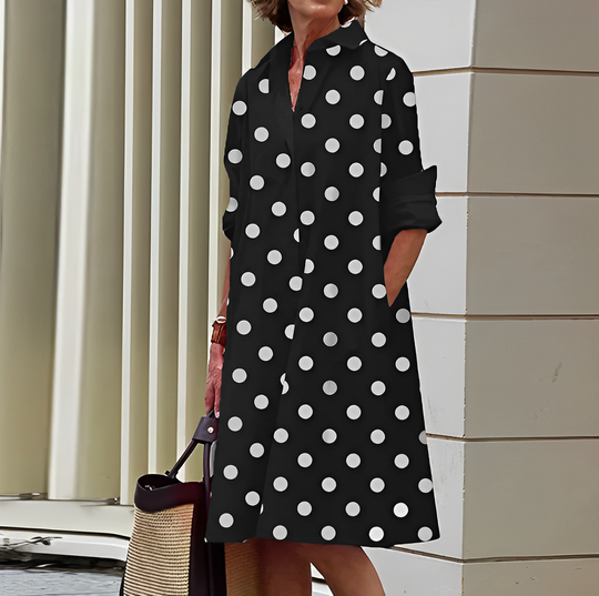 Kleid Damen | Hemdkragen mit ausgestelltem Rock