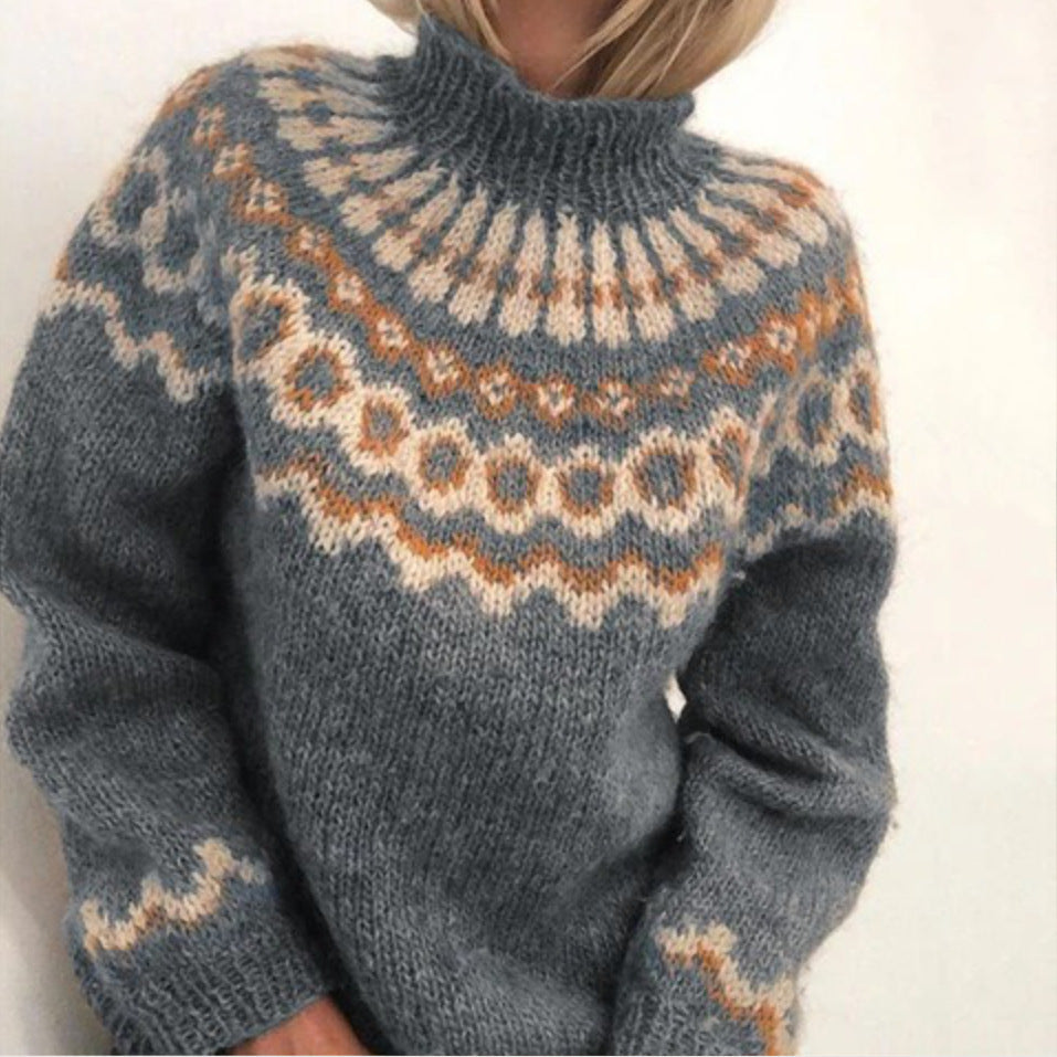 Damen Pullover | Rollkragen mit umlaufendem Strickmuster