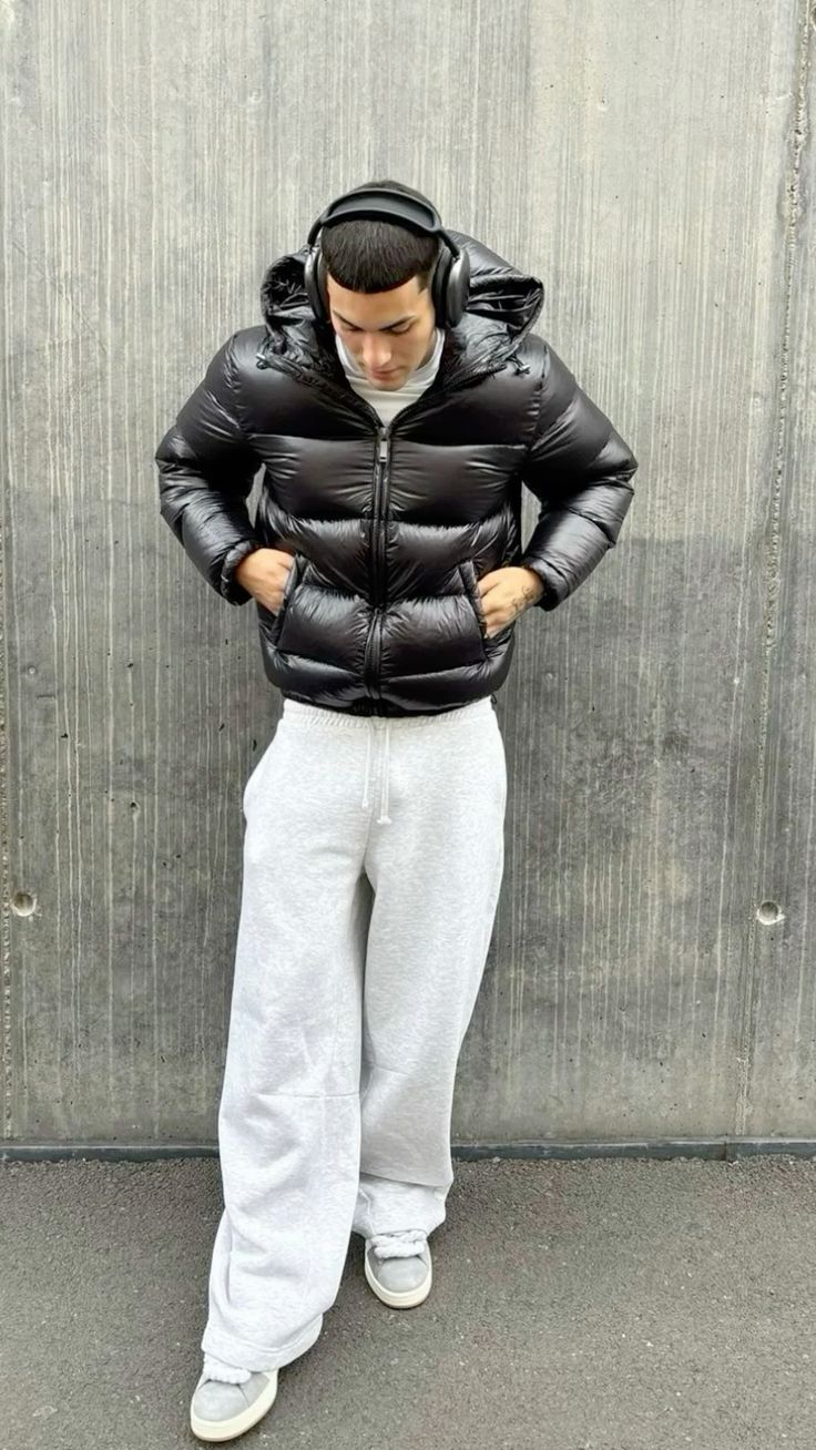 Herrenjacke | Gepolsterte Winterjacke mit Kapuze