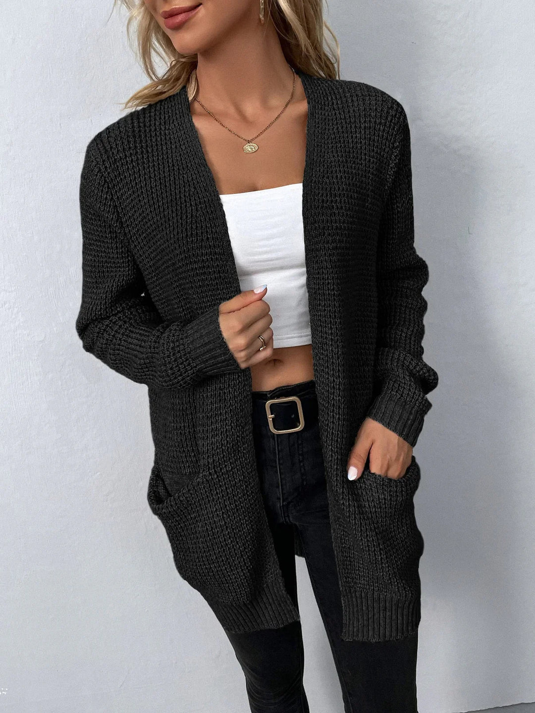 Damen Strickjacke | lange Ausführung mit offener Vorderseite