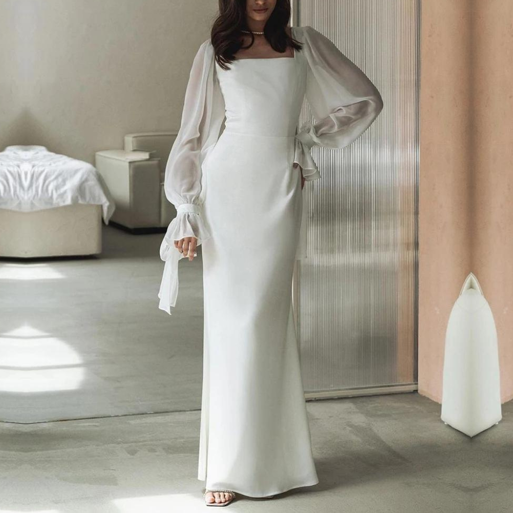 Damenkleid | Maxi-Ausführung mit langen Ärmeln