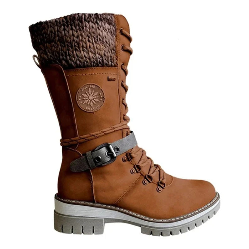 Damen Stiefel | wadenhohe Ausführung mit Schnürung und Reißverschluss
