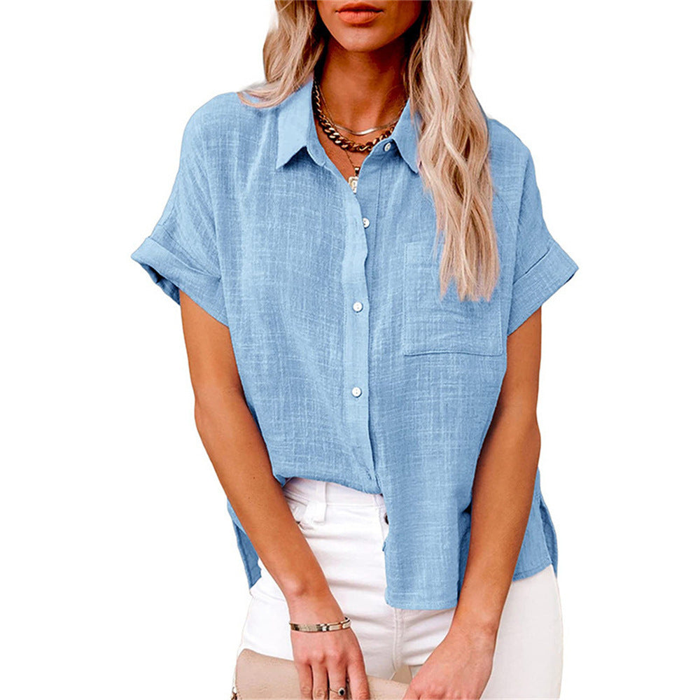 Damen Bluse | Knopfleiste mit Kragen und Brusttasche