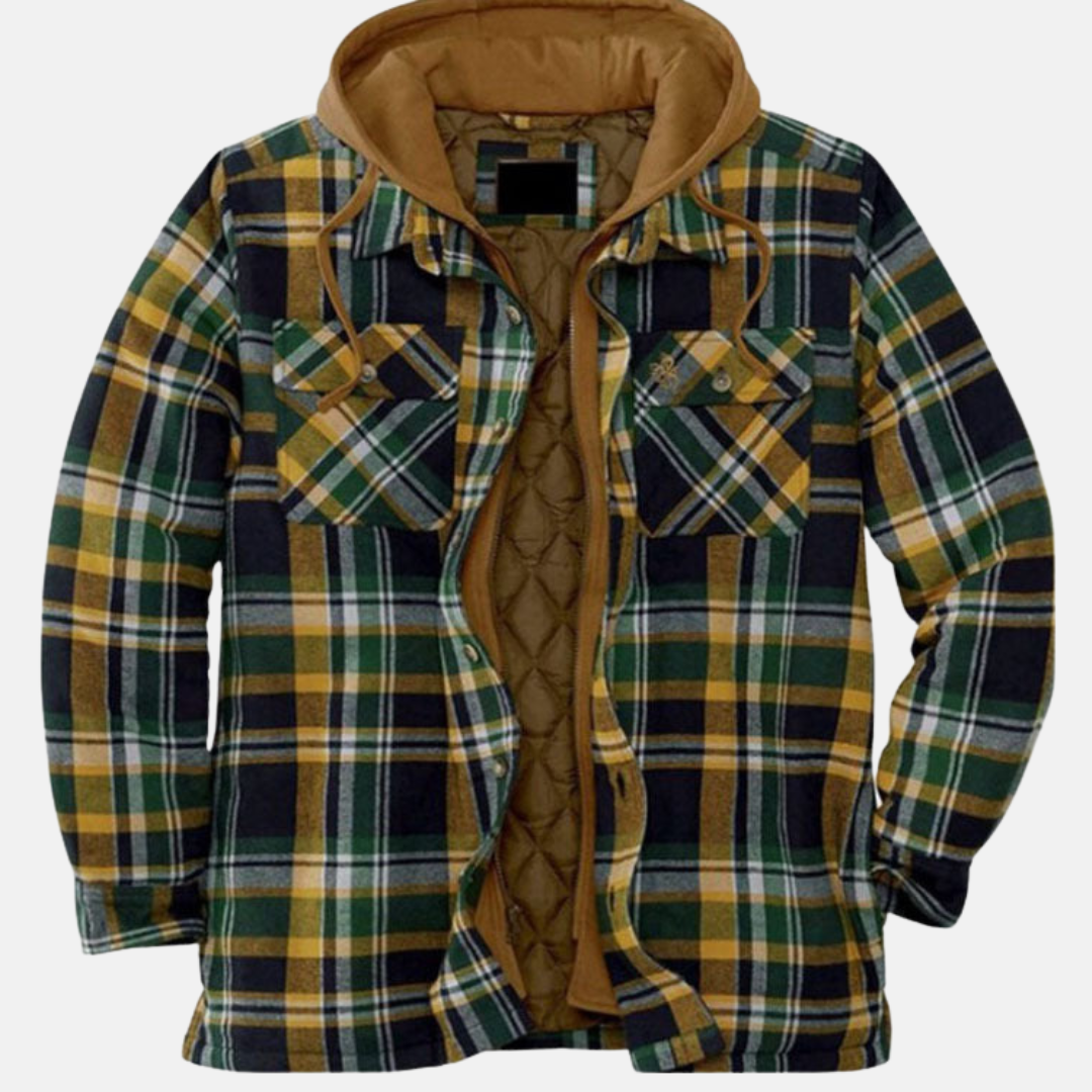 Herren Hemdjacke | Karostruktur mit Kapuze und Knopfleiste