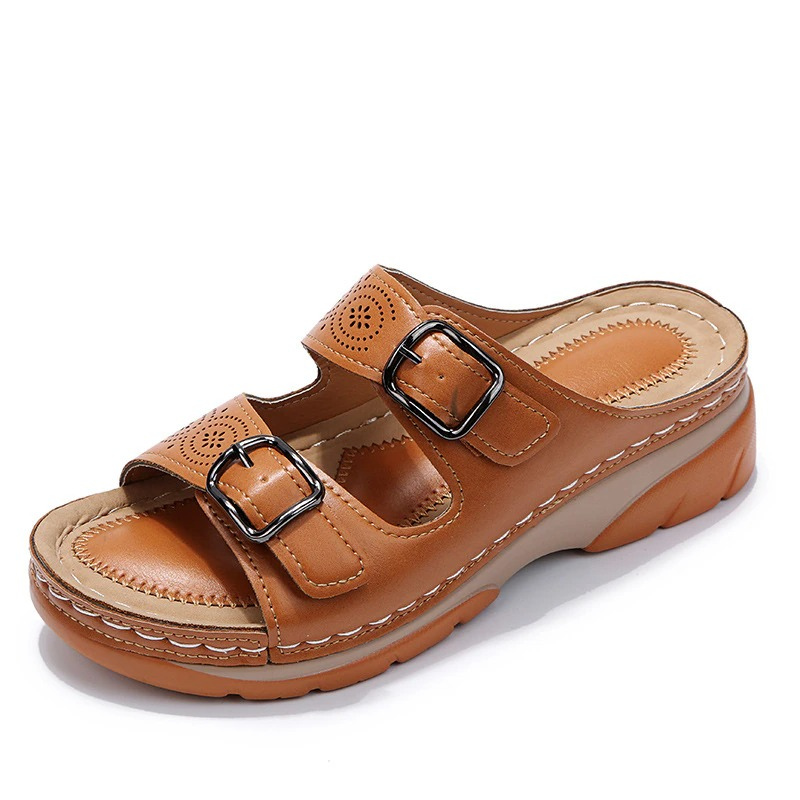 Sandalen Damen | Doppelriemen mit Schnallenverschluss