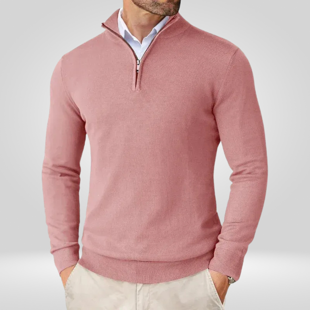 Herren Pullover | Slim Fit mit Stehkragen und Reißverschluss