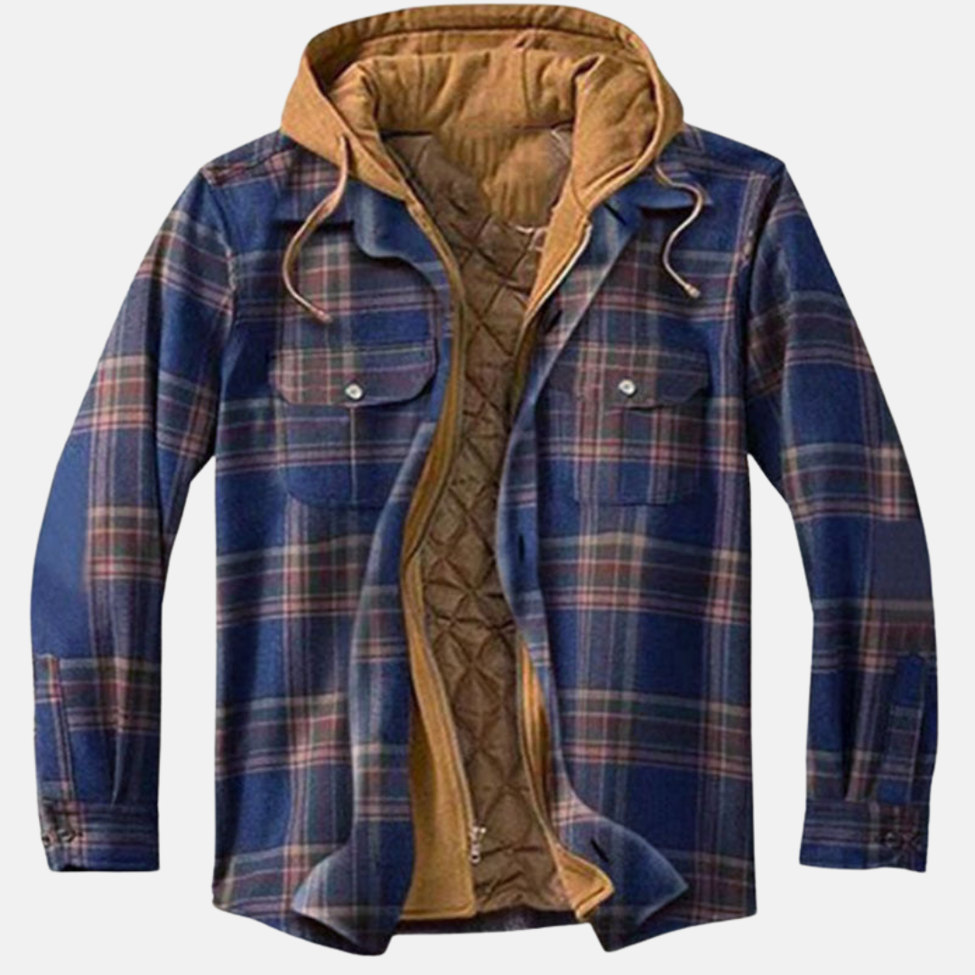 Herren Hemdjacke | Karostruktur mit Kapuze und Knopfleiste