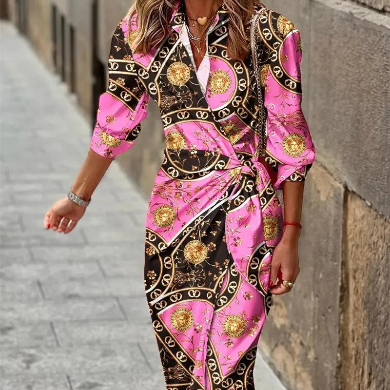 Damenkleid | Wickel-Ausführung mit Ärmeln