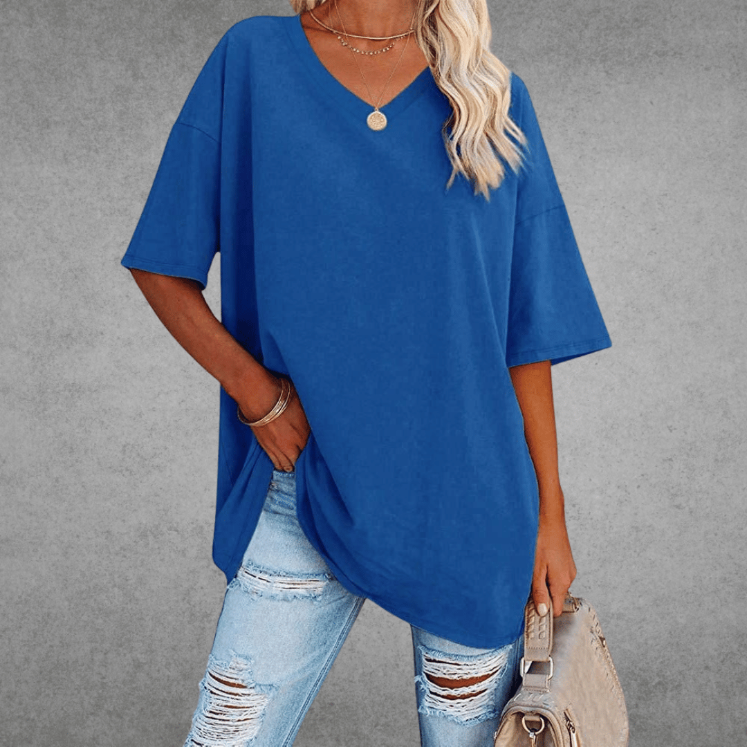 Damen T-Shirt | V-Ausschnitt und lockerer Schnitt