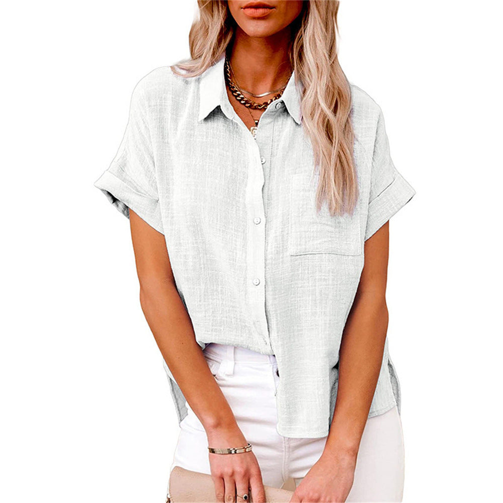 Damen Bluse | Knopfleiste mit Kragen und Brusttasche