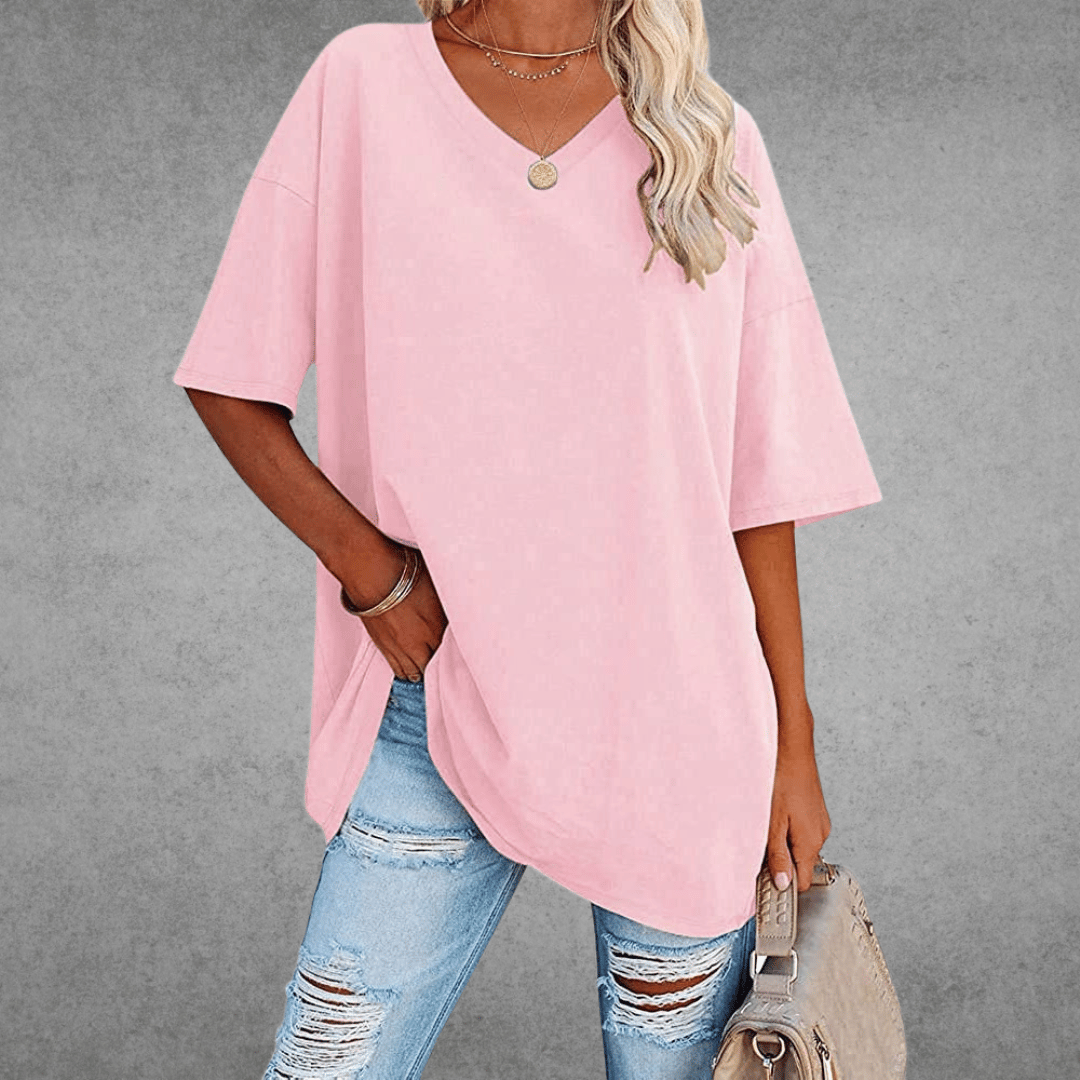 Damen T-Shirt | V-Ausschnitt und lockerer Schnitt