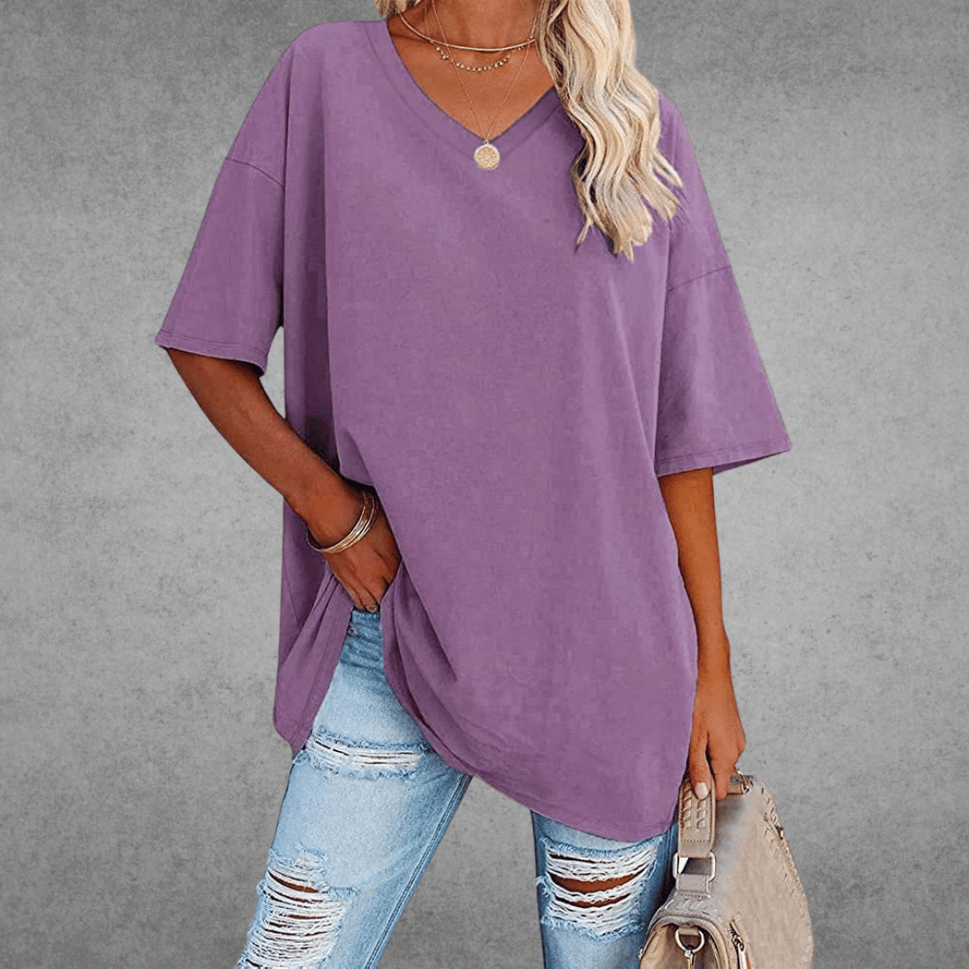 Damen T-Shirt | V-Ausschnitt und lockerer Schnitt