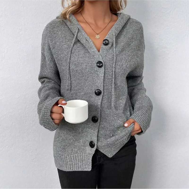 Damen Strickjacke | knöpfbare Front mit gerader Saumkante