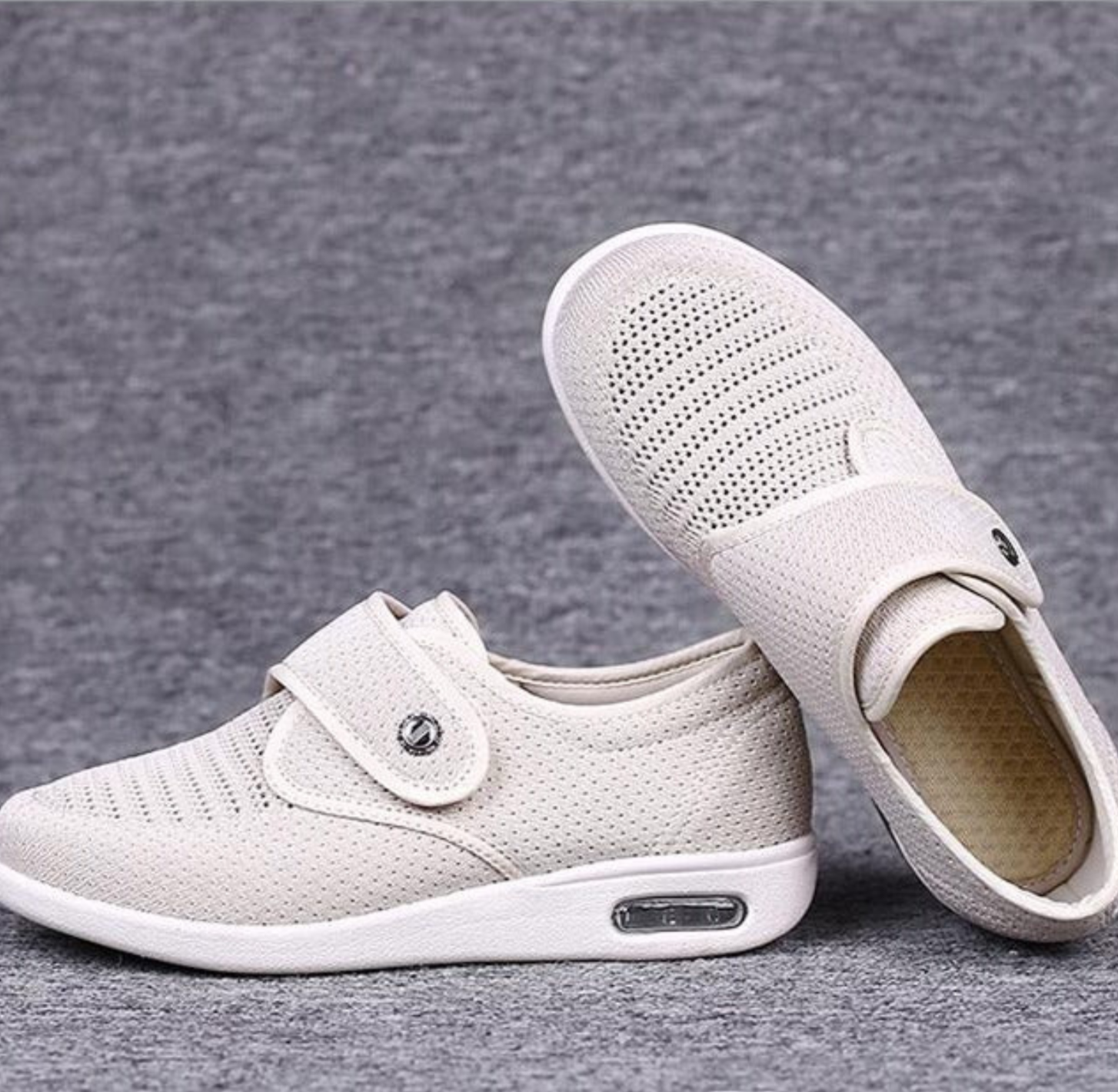 Damen Schuhe | Slip-on mit Klettverschluss und breiter Öffnung