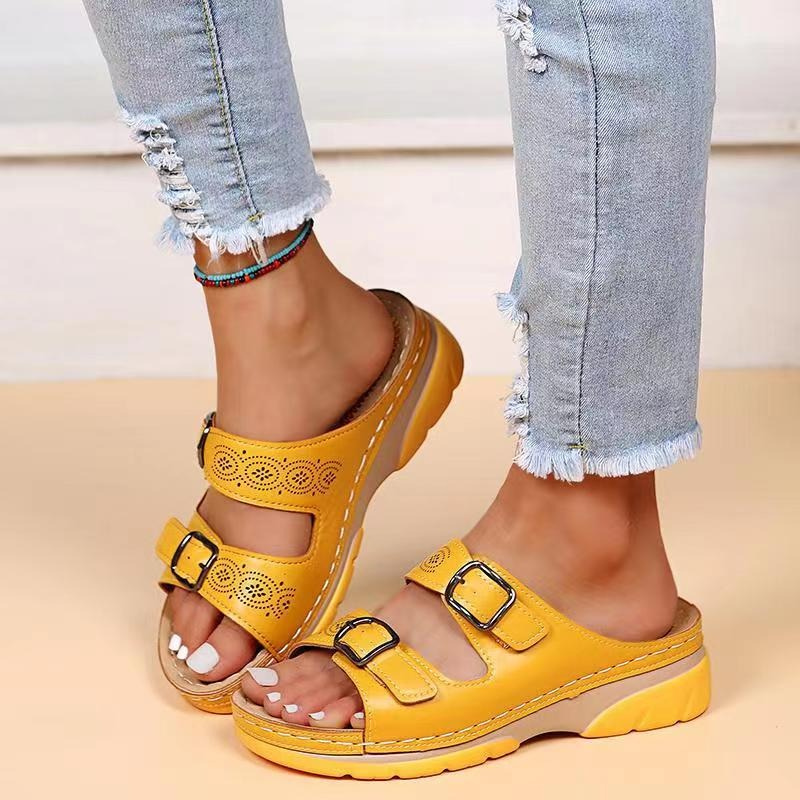 Sandalen Damen | Doppelriemen mit Schnallenverschluss