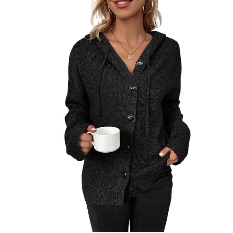 Damen Strickjacke | knöpfbare Front mit gerader Saumkante