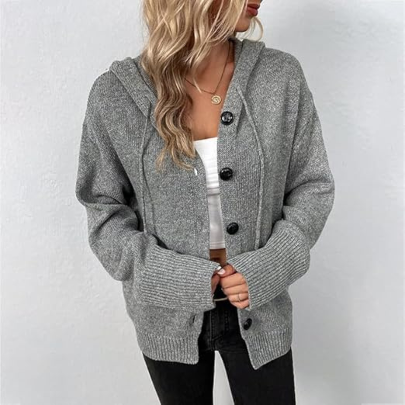 Damen Strickjacke | knöpfbare Front mit gerader Saumkante