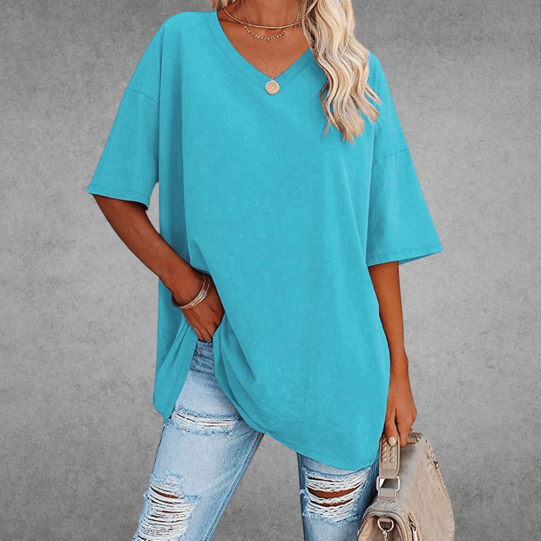 Damen T-Shirt | V-Ausschnitt und lockerer Schnitt