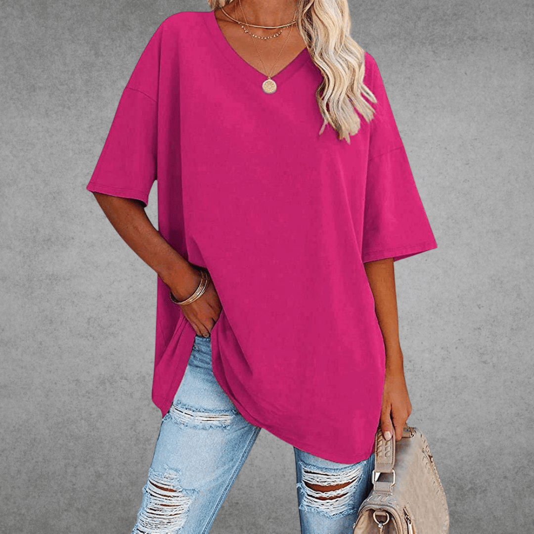 Damen T-Shirt | V-Ausschnitt und lockerer Schnitt