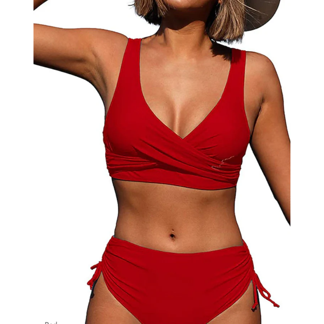 Bikini Damen | Zweiteiler mit Wickeloberteil und Seitenbindung