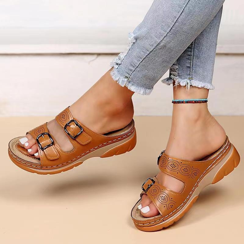 Sandalen Damen | Doppelriemen mit Schnallenverschluss