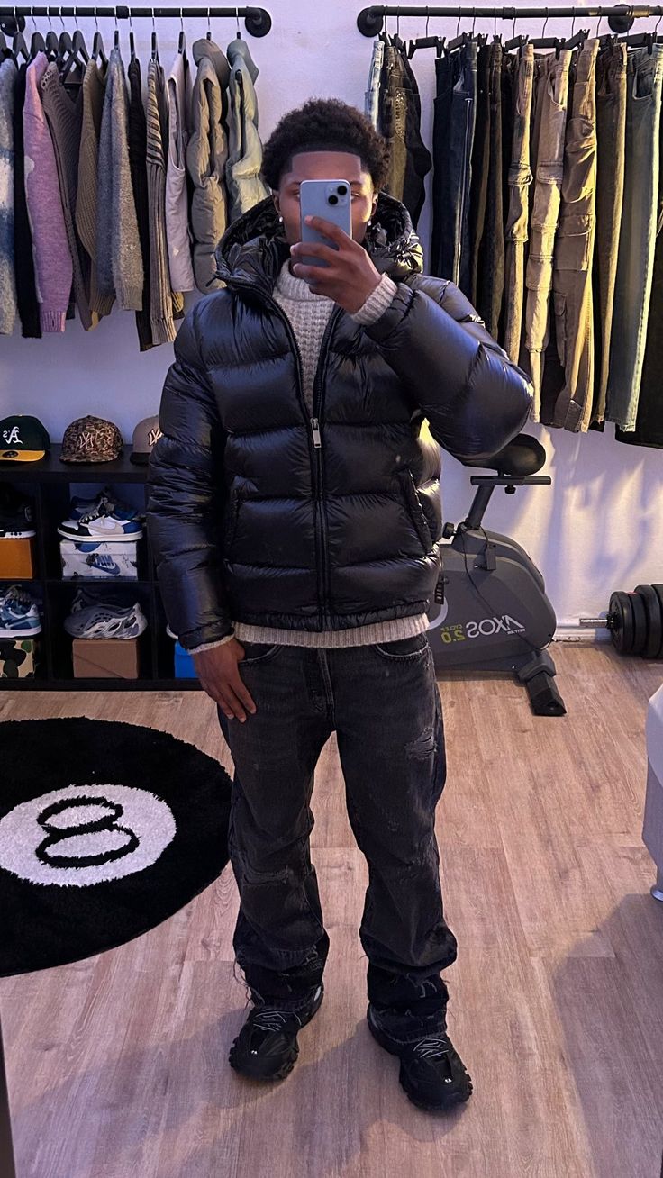 Herren Jacke | Gepolsterte Struktur mit Kapuze und Reißverschluss