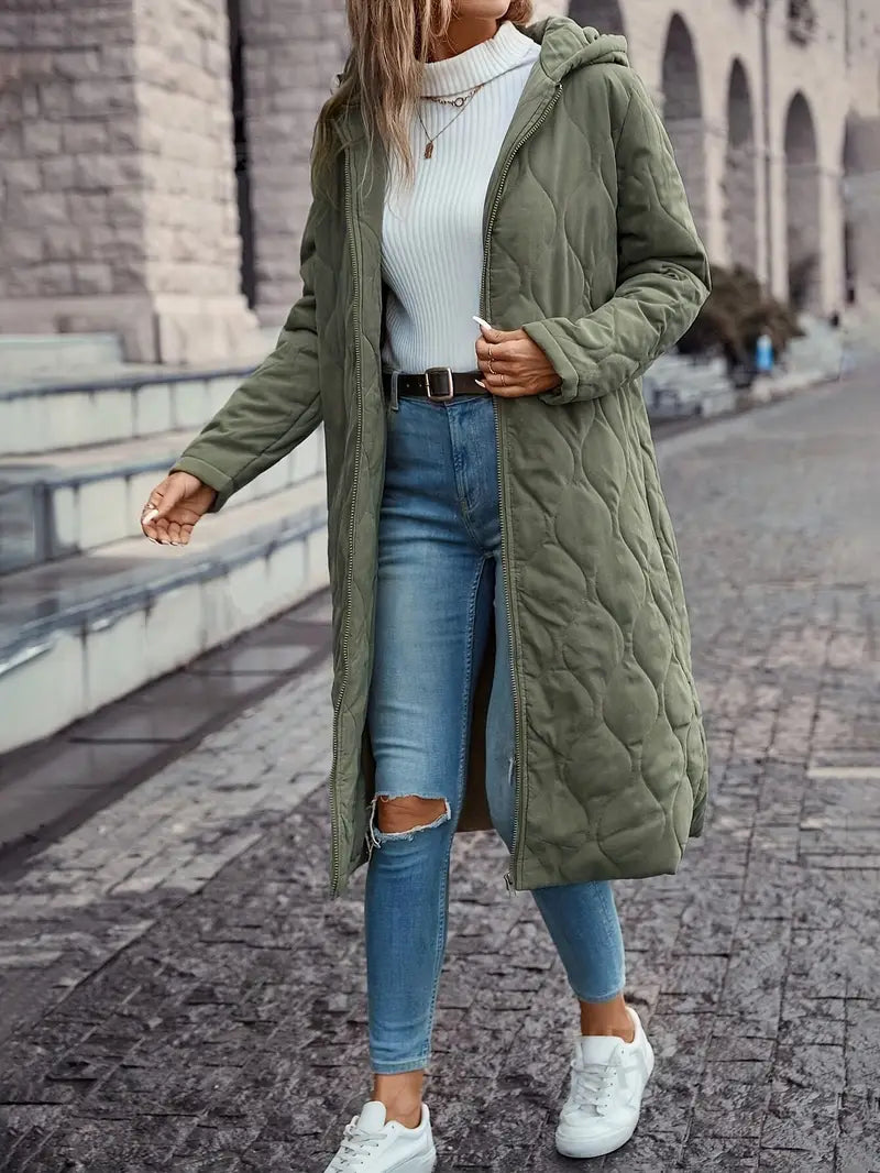 Mantel Damen | Steppstruktur mit Kapuze