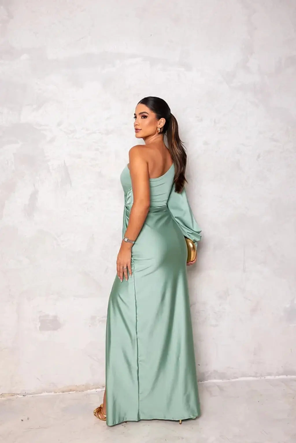 Kleid Damen | One-Shoulder mit Drapierung