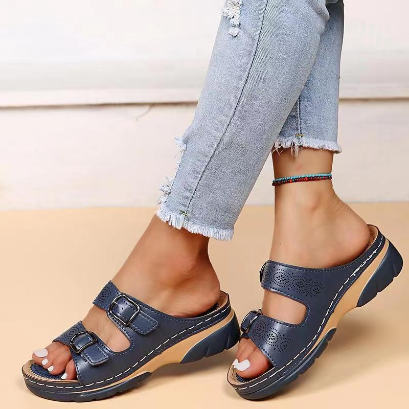 Sandalen Damen | Doppelriemen mit Schnallenverschluss