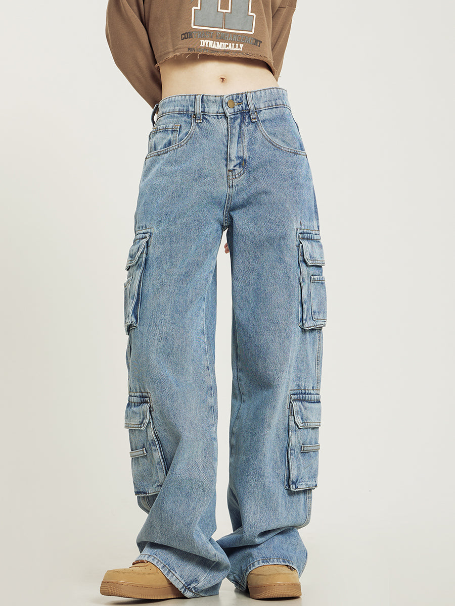 Damen Jeans | Hohe Taille mit mehreren Seitentaschen