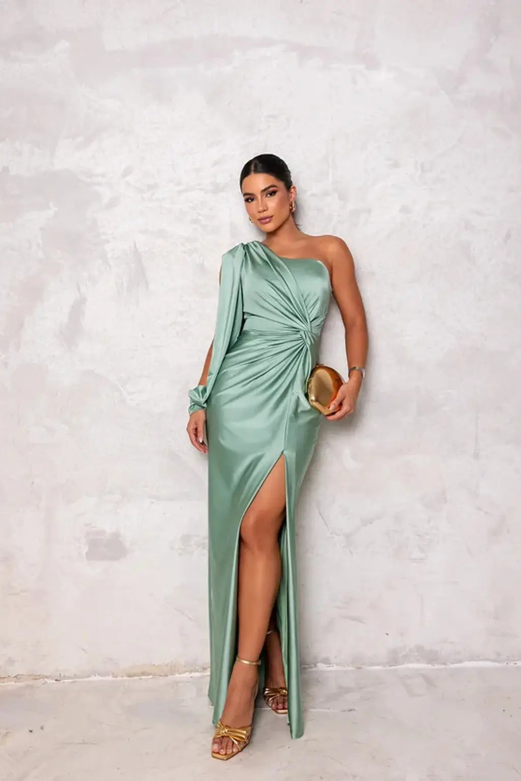 Kleid Damen | One-Shoulder mit Drapierung