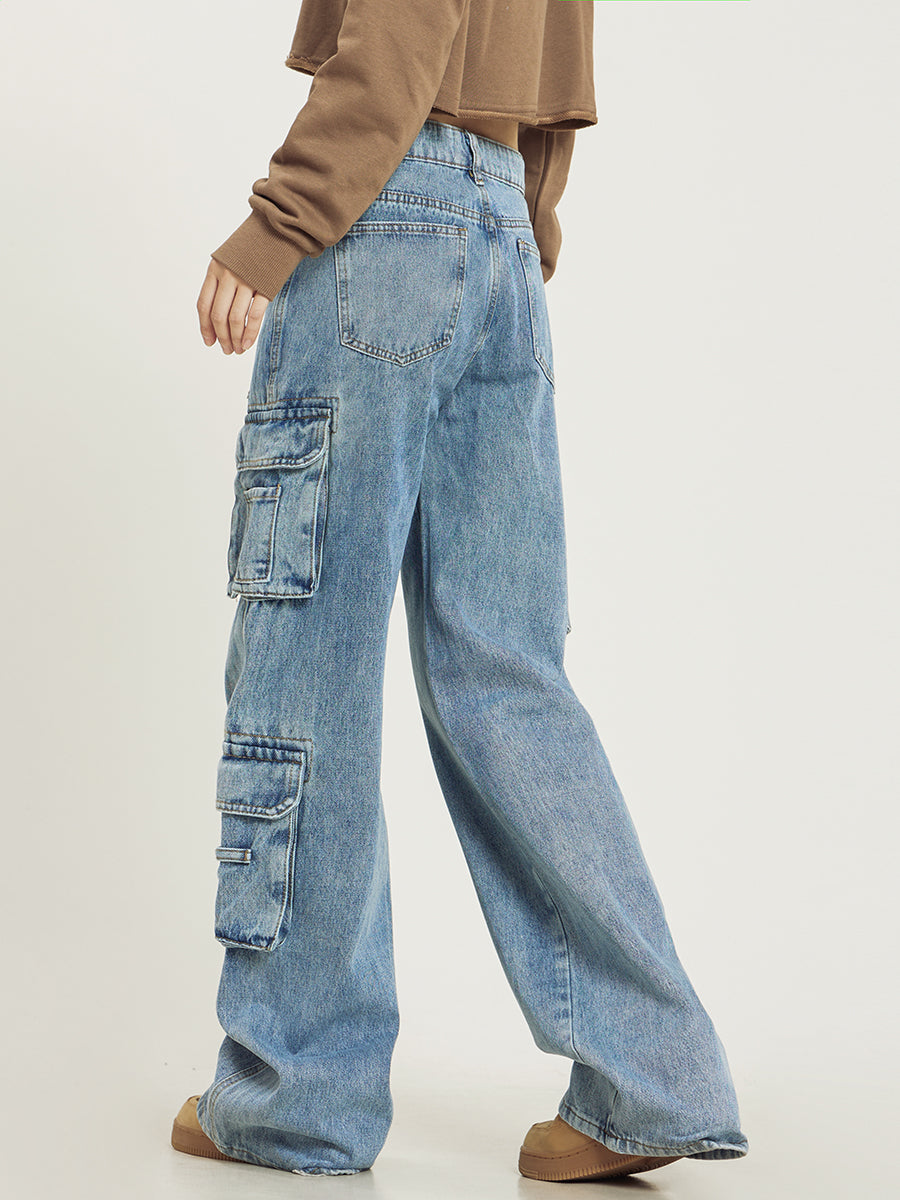 Damen Jeans | Hohe Taille mit mehreren Seitentaschen