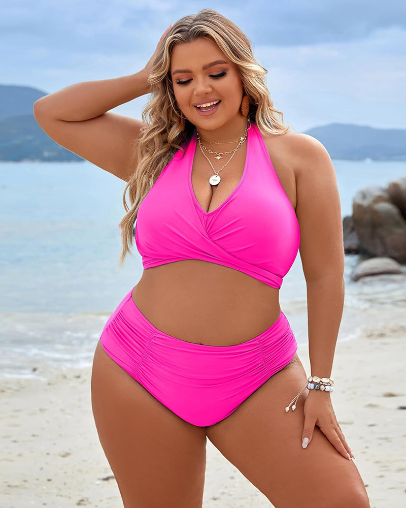 Damen Bikini | High Waist mit Wickeloptik und Raffung