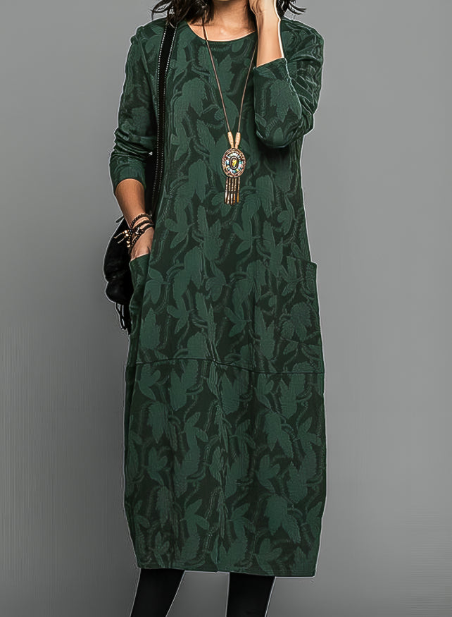 Kleid Damen | Weite Silhouette mit Blattstruktur