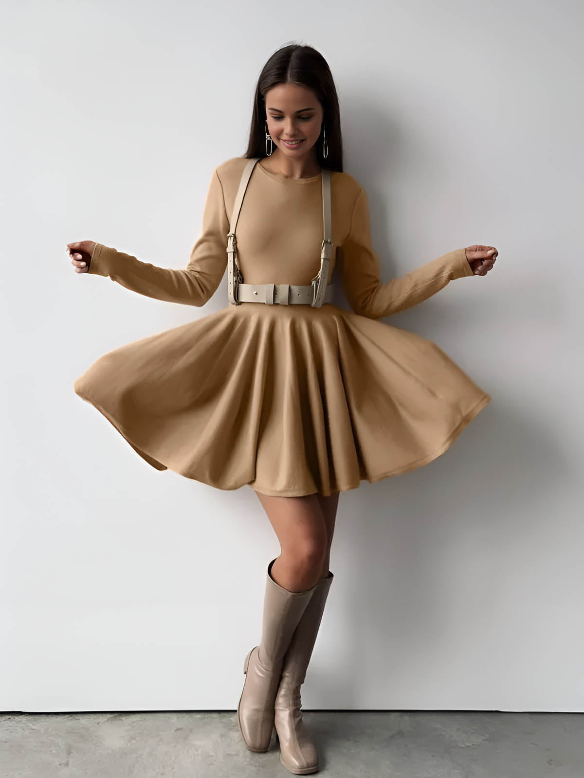Damen Skaterkleid | lange Ärmel mit definierter Silhouette