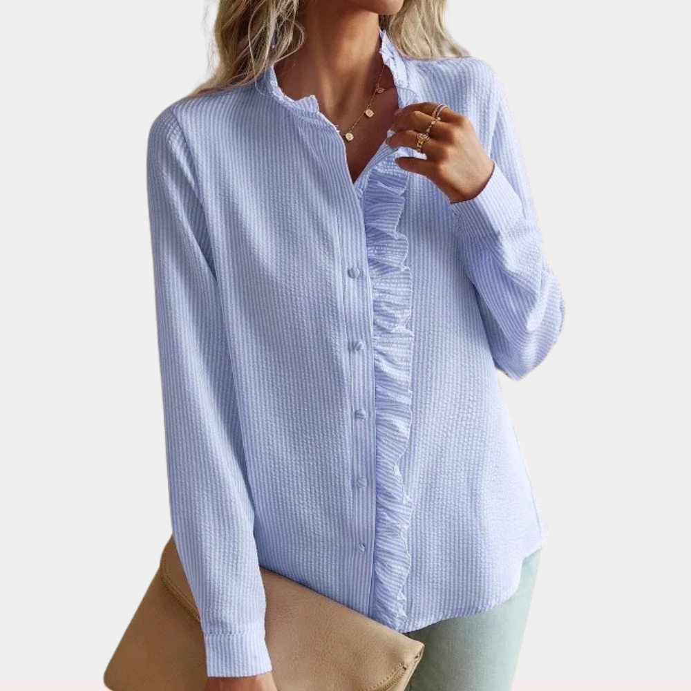 Bluse Damen | Stehkragen mit Rüschenleiste