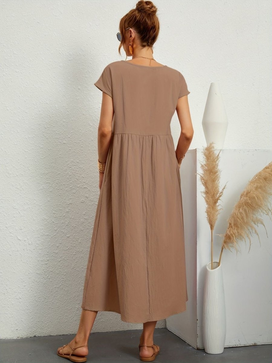 Kleid Damen | Rundhals mit kurzen Ärmeln und weitem Schnitt