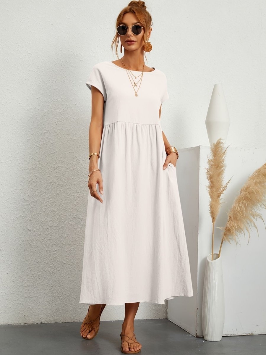Kleid Damen | Rundhals mit kurzen Ärmeln und weitem Schnitt