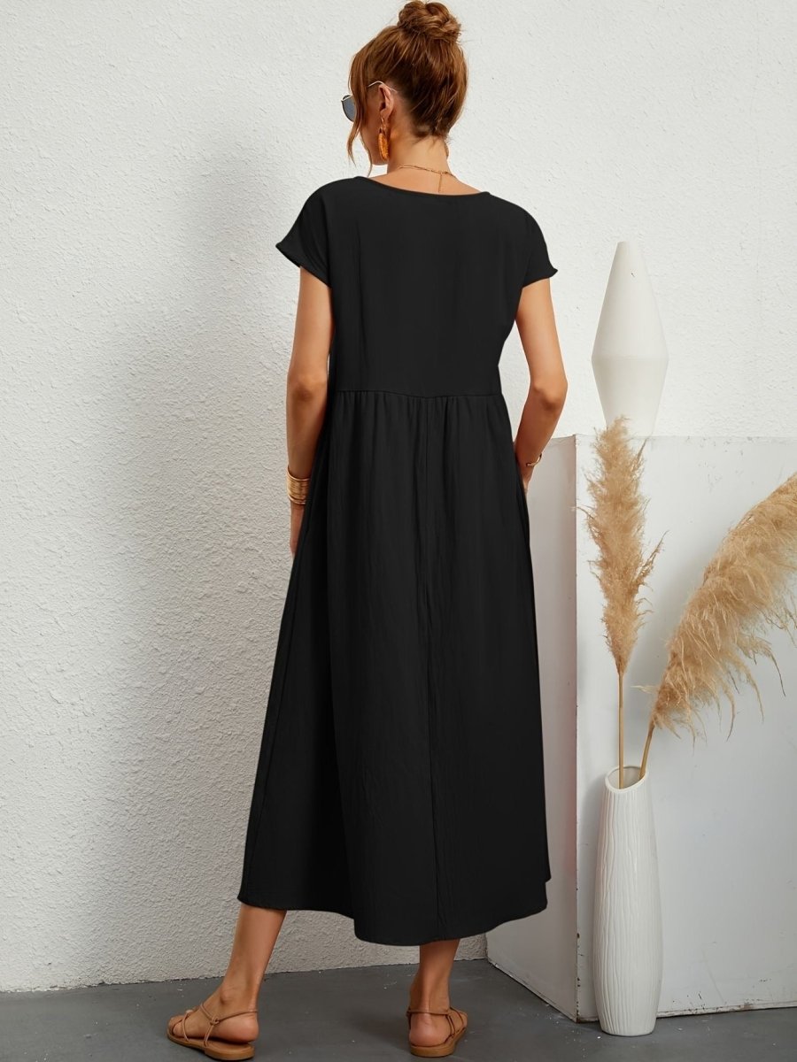 Kleid Damen | Rundhals mit kurzen Ärmeln und weitem Schnitt